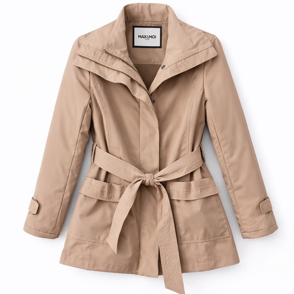 MAX&MOI Paris Beige Belted Trench Jacket EU 36 (US S) Designer Lightweight Coat